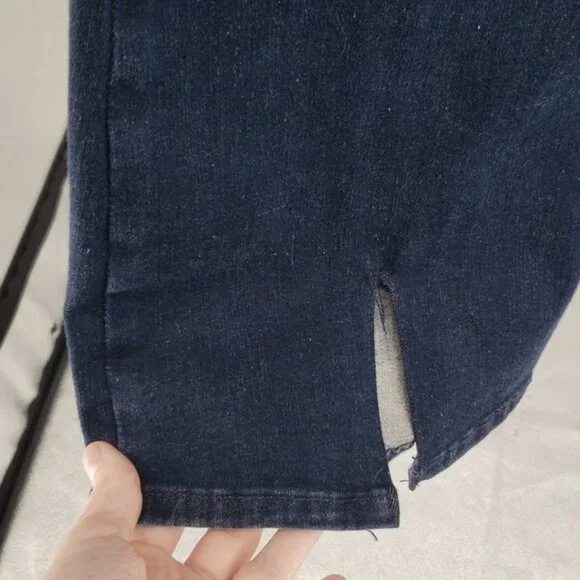 FRAME Women Le One Flare Jeans Keller Blue Stretch Denim Mid Rise Split 2 - Picture 6 of 14